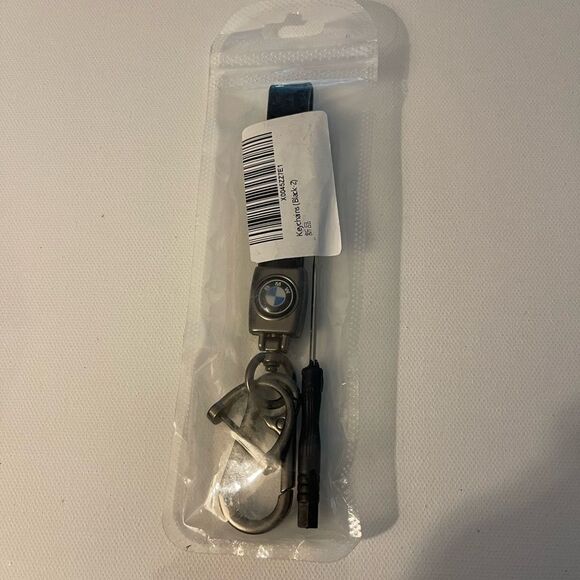BMW Key Fob Keychain in Black Leather with Logo NWT - Picture 4 of 4
